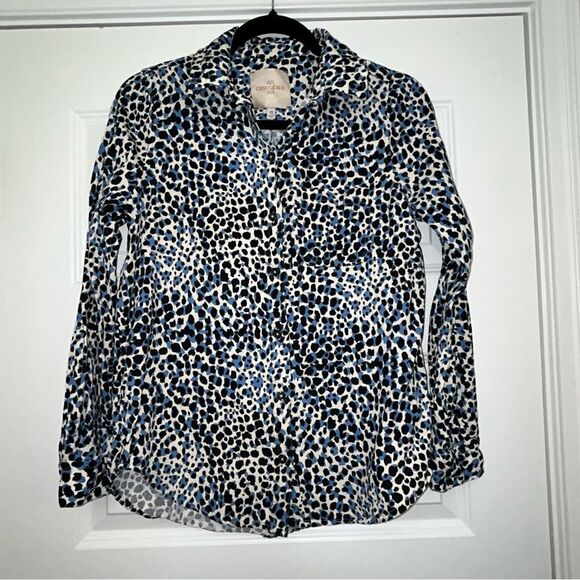 Casa cabana Animal Print Long Sleeve Button Front Blouse Shirt Top - Picture 1 of 7